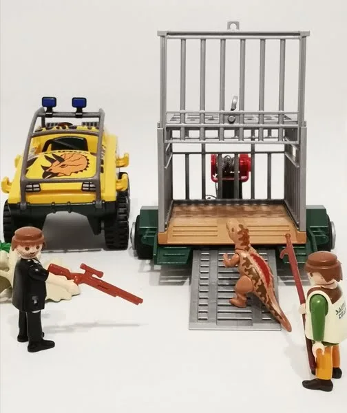 Chasseur et explorateurs avec véhicule et dinosaure Playmobil