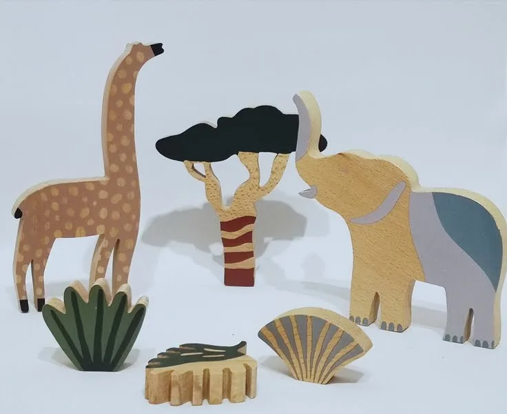 Set de 12 animaux en bois Safari Ferm Living