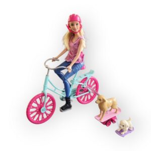 Barbie à vélo avec ses chiens Mattel