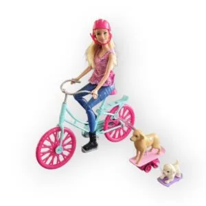 Barbie à vélo avec ses chiens Mattel