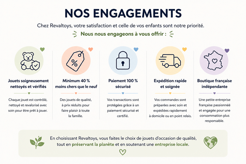 Jouets d’occasion nettoyés, vérifiés, paiement sécurisé, livraison rapide Revaltoys
