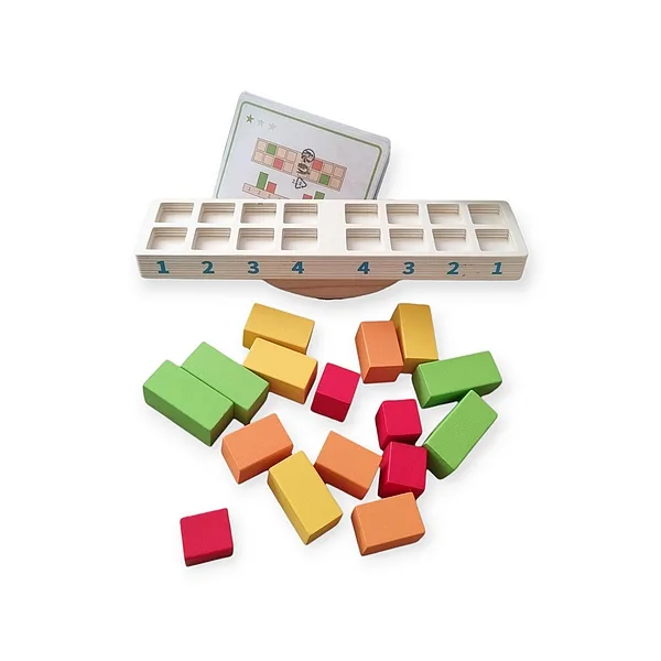 Jeu d’apprentissage en bois Balance et poids Playtive