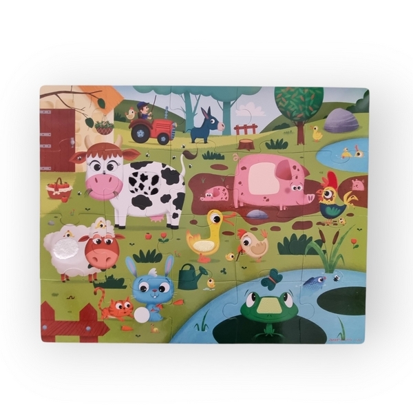 Puzzle géant tactile les animaux de la ferme Janod